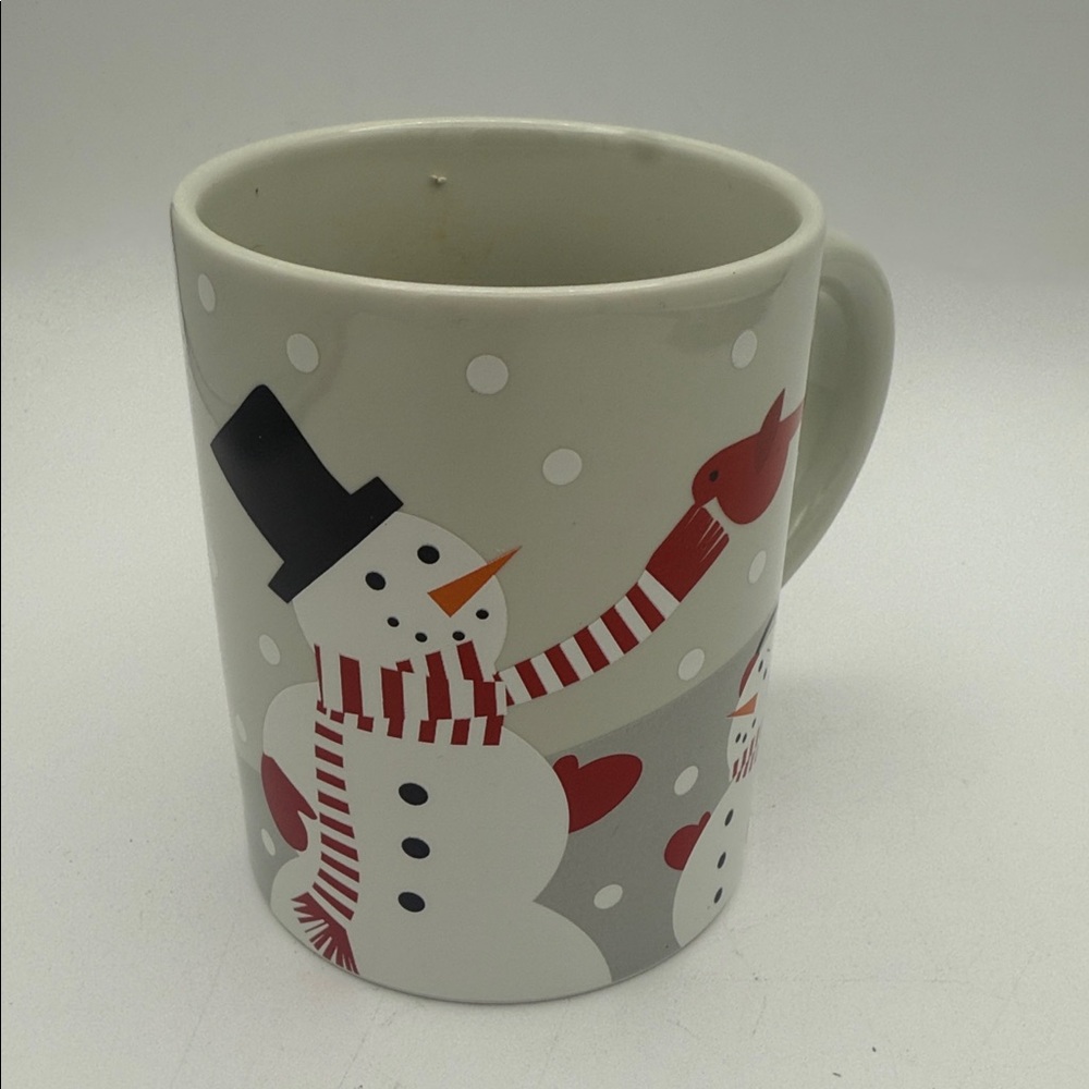 2017 Crate & Barrel Joan Anderson snowman winter scene coffee cocoa tea mug NWT
